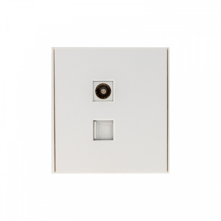 MIELE STRONG Розетка компьютерная RJ45 кат6 + TV с/у жемчуг, с 1-пост. рамкой