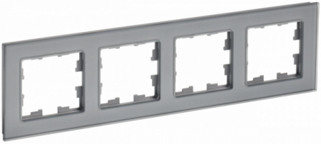 IEK BRITE DECOR Серый глянец стекло Рамка 4-м РУ-4-2-БрСе