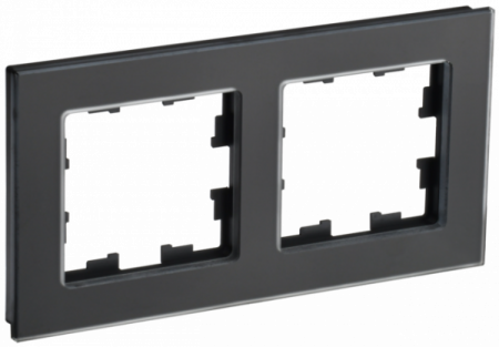 IEK BRITE DECOR Черный матовый стекло Рамка 2-м РУ-2-2-Бр