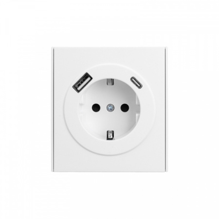 MIELE STRONG Розетка 1-ая с/з с/у з/ш 16А с USB A+C быстр. зарядки 5В/3А жемчуг, с 1-пост. рамкой