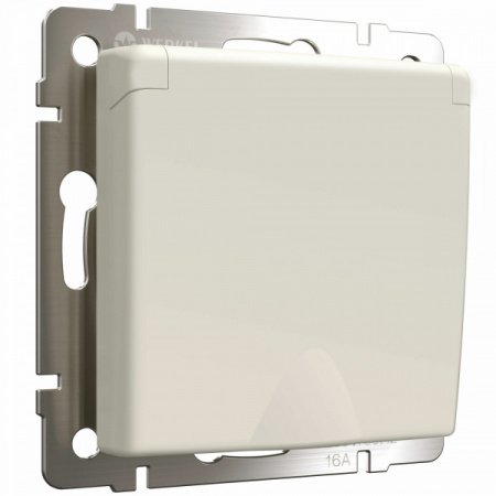 WERKEL Розетка с заземлением и шторками c крышкой IP44 айвори матовый W1171262
