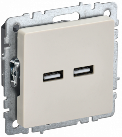 IEK BRITE BASE Бежевый Розетка USB A+A 3,1А РЮ10-1-БрКр