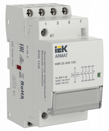 IEK ARMAT Контактор модульный KMR 25А 230В AC 3НО 1НЗ