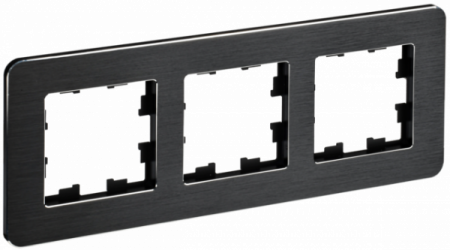 IEK BRITE DECOR Черный рифленый металл скругл.угол Рамка 3-м РУ-3-1-Бр RE AL