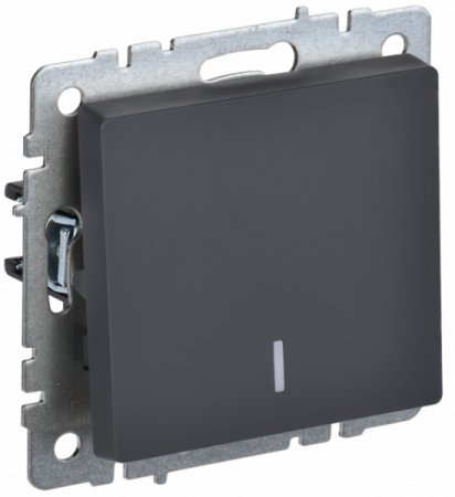IEK BRITE BASE Графит Выключ. 1-кл с инд. 10А ВС10-1-1-БрГ