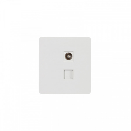 MIELE ROUND Розетка компьютерная RJ45 кат6 + TV с/у перламутр, с 1-пост. рамкой