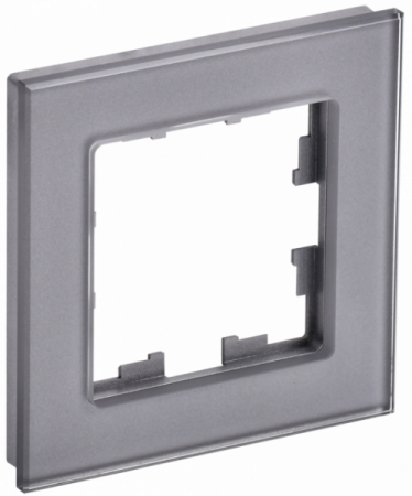 IEK BRITE DECOR Серый глянец стекло Рамка 1-мест. РУ-1-2-БрСе