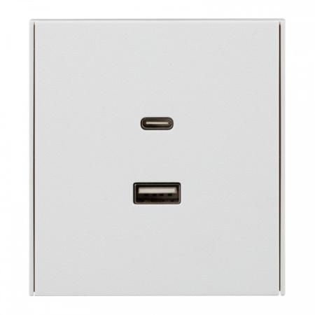 MIELE STRONG Розетка  USB-A+Type-C 3А с функцией быстр. зарядки жемчуг, с 1-пост. рамкой