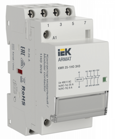 IEK ARMAT Контактор модульный KMR 25А 230В AC 1НО 3НЗ