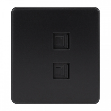 MIELE ROUND Розетка компьютерная двойная RJ45+RJ45 кат6 с/у оникс, с 1-пост. рамкой