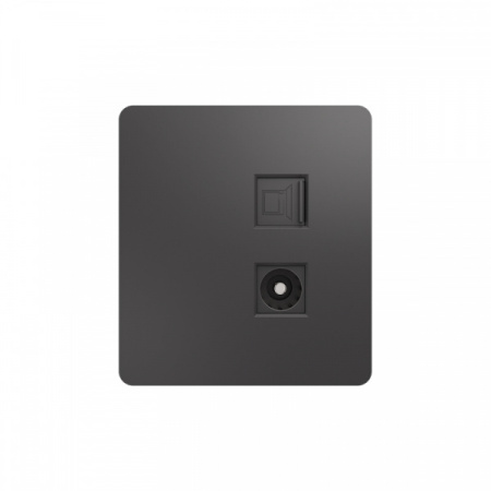 MIELE ROUND Розетка компьютерная RJ45 кат6 + TV с/у титан, с 1-пост. рамкой