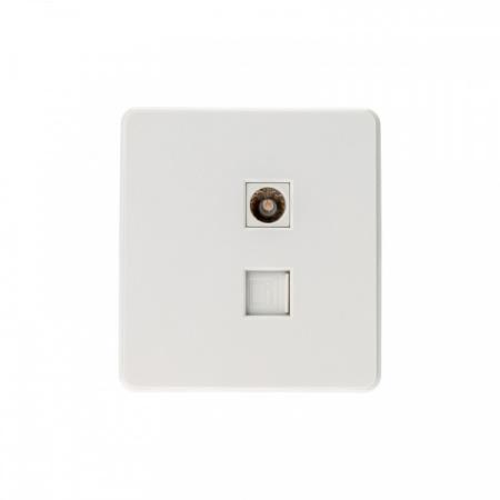 MIELE ROUND Розетка компьютерная RJ45 кат6 + TV с/у перламутр, с 1-пост. рамкой