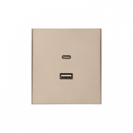 MIELE STRONG Розетка USB-A+Type-C 3А с функцией быстрой зарядки шелк, с 1-пост. рамкой