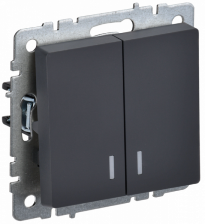 IEK BRITE BASE Графит Выключ. 2-кл с инд. 10А ВС10-2-1-БрГ