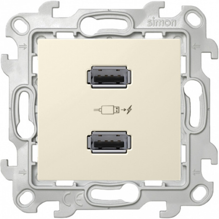 Simon 24 Слоновая кость Зарядное устройство 2хUSB 2,4A