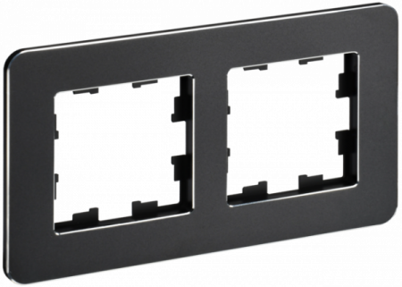 IEK BRITE DECOR Черный матовый металл скругл.угол Рамка 2-м РУ-2-1-Бр RE
