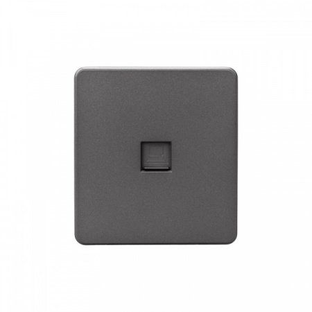 MIELE ROUND Розетка компьютерная RJ45 кат6 с/у титан, с 1-пост. рамкой